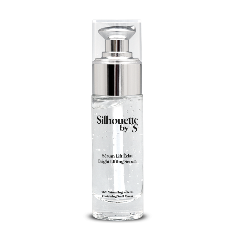 Sérum Lift Éclat Silhouette by S – soin visage éclaircissant et raffermissant à la bave d’escargot, 96 % d’ingrédients naturels pour une peau lumineuse et lissée.