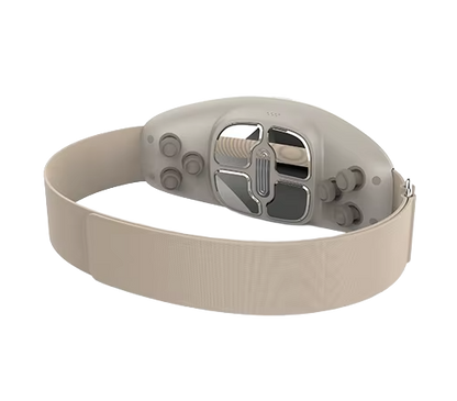 Vue arrière de la ceinture minceur BodySvelte mettant en évidence les zones de vibration, de chaleur et d’électrostimulation.