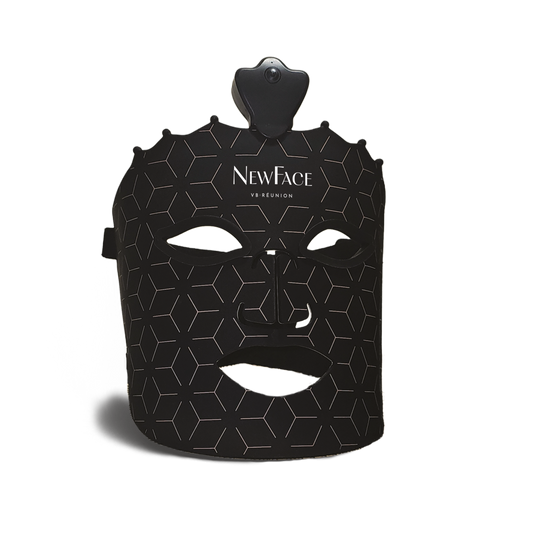 Masque de luminothérapie LED NewFace pour le soin du visage, appareil anti-âge conçu pour améliorer l’éclat de la peau et réduire les signes de l’âge.