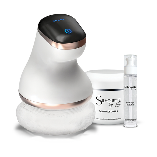 Pack Premium Sculpt composé du Bodysculpt et de deux produits Silhouette by S : gommage corps exfoliant et gel corps hydratant, pour routine minceur, raffermissement et beauté de la peau